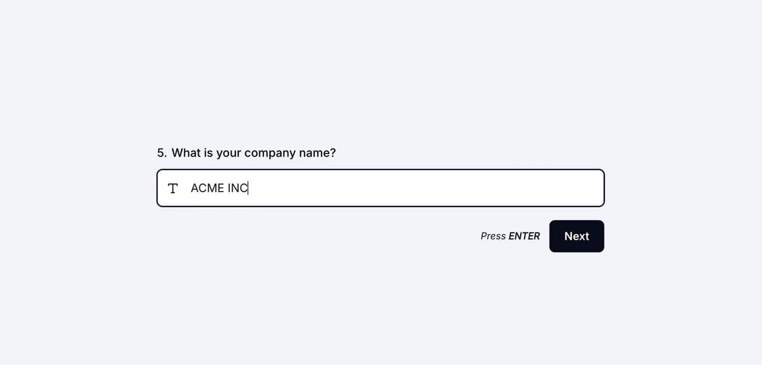 An image showing a filled example of the “Short Text” field