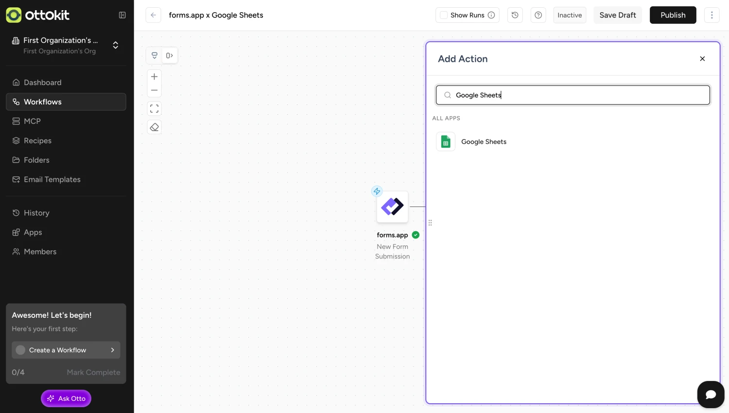 An image showing all the tools appearing from the menu, where you can select the needed platform for connection