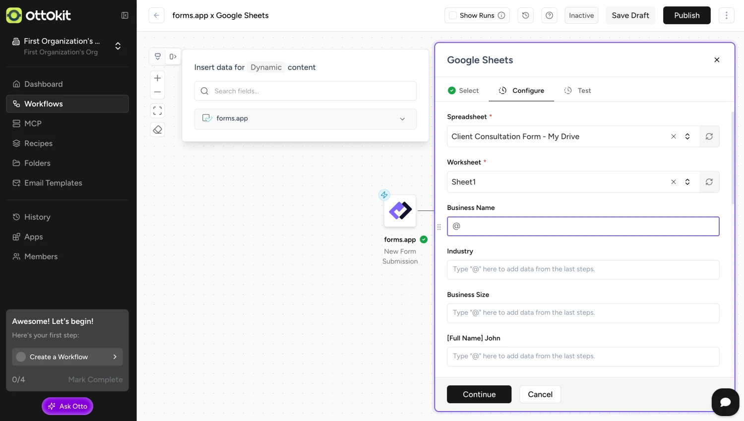 An image showing the area where you can select which data you want to send by viewing options from the dropdown menu