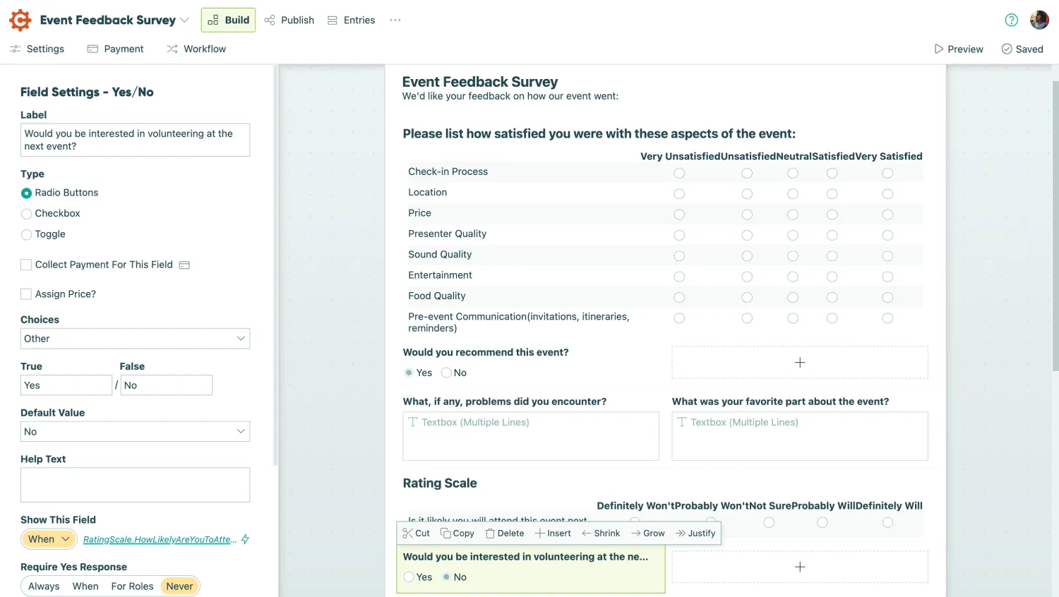 Workspace of Cognito Forms