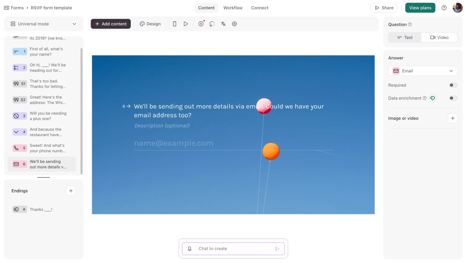 Workspace of Typeform