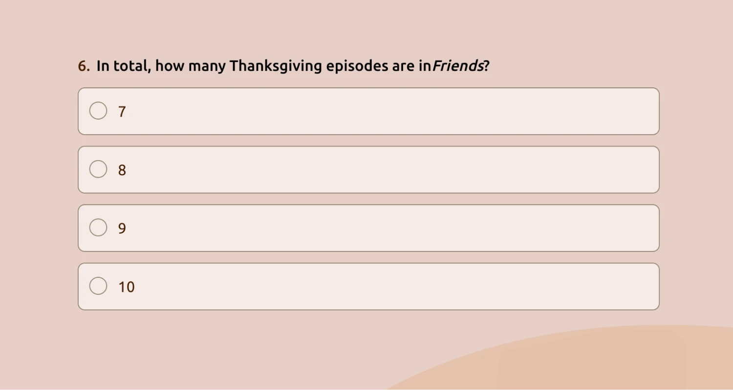 A Thanksgiving quiz question about Friends