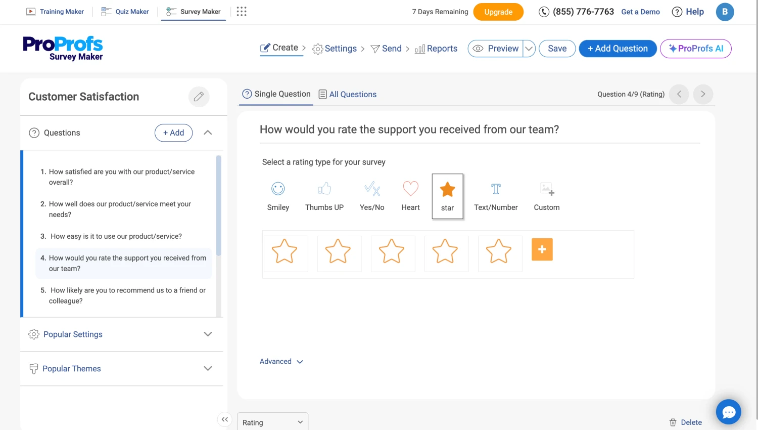 Workspace of ProProfs