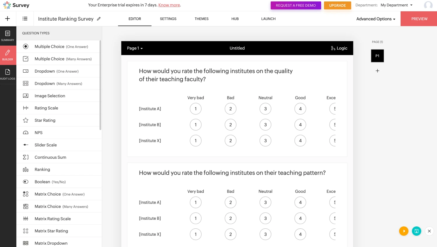 Workspace of Zoho Survey