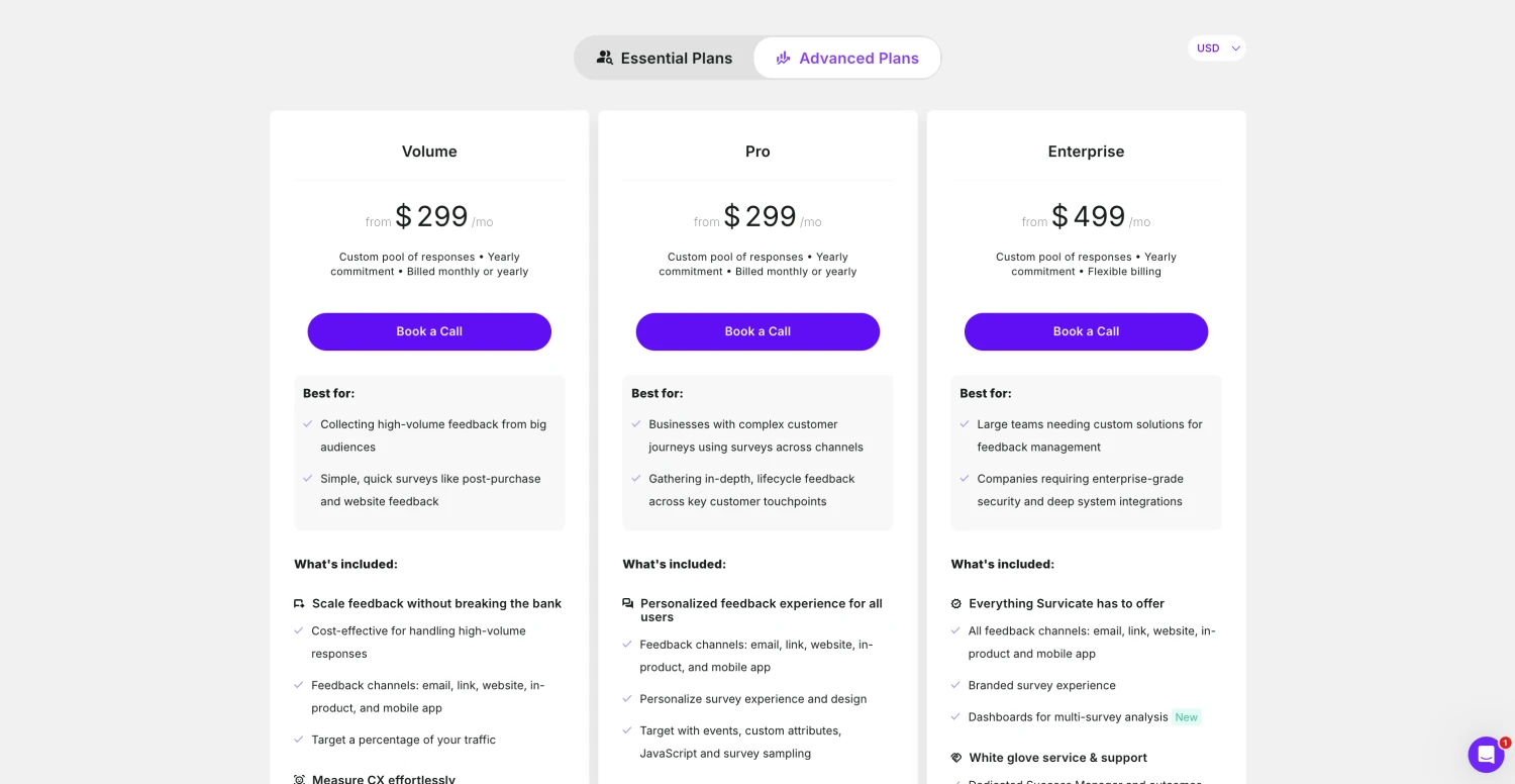 Advanced plans of Survicate