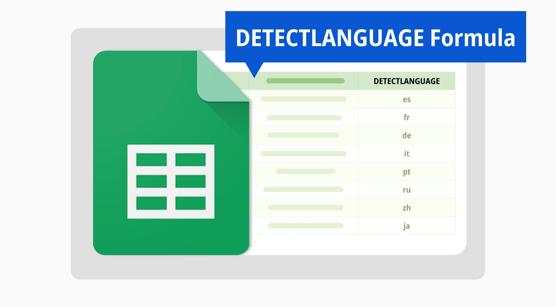 Using the DETECTLANGUAGE formula in Google Sheets